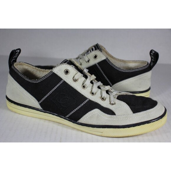 Chanel CC Lace Up Sneakers Mens EU 42 US 9 RARE F1044 - Picture 1 of 9